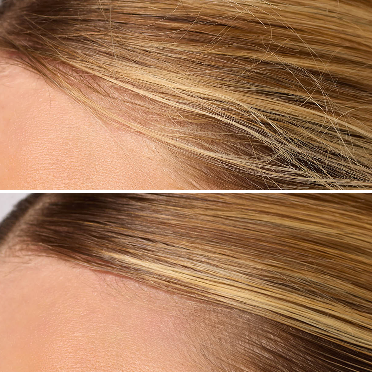 KITSCH Styling Taming Wand — model applying wand along hairline — Serum-like gel keeps hairs in place all day without feeling stiff — 2-in-1 product can also be used to tame unruly brows