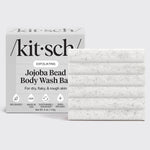 KITSCH Jojoba Bead Exfoliating Body Wash Bar — hero product shot — Formulated with biodegradable jojoba beads to gently buff away dry, flaky skin, smooth bumps and roughness — enriched with shea butter + aloe to hydrate and soothe