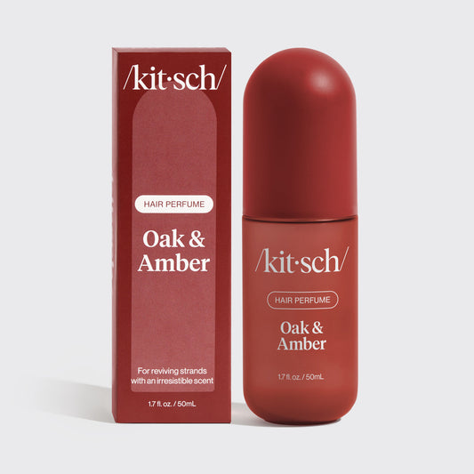 Kitsch Oak & Amber Hair & Body Perfume Mist bottle on a warm neutral background