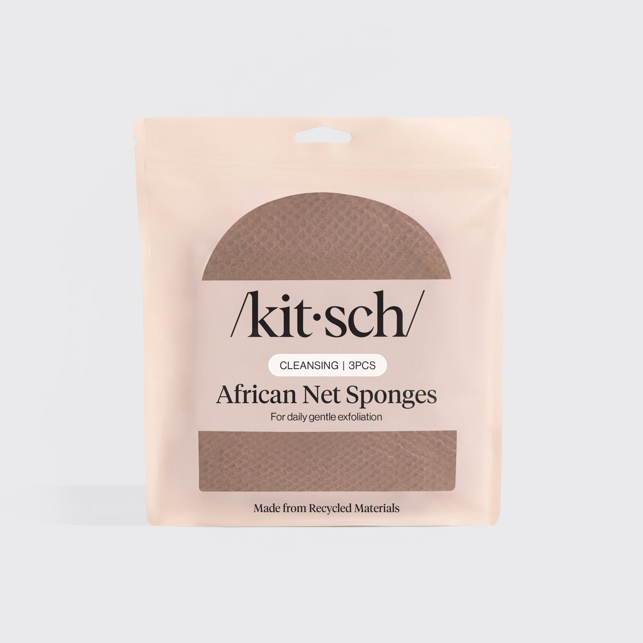Model using Rosewood African Net Sponge on back to show stretch reach