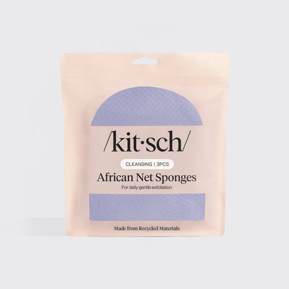 Model using Ocean Blue African Net Sponge showing full stretch reach