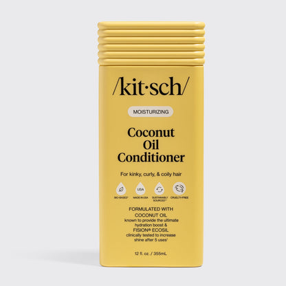 KITSCH Moisturizing Coconut Oil Conditioner 12 fl oz yellow bottle for kinky, curly & coily hair