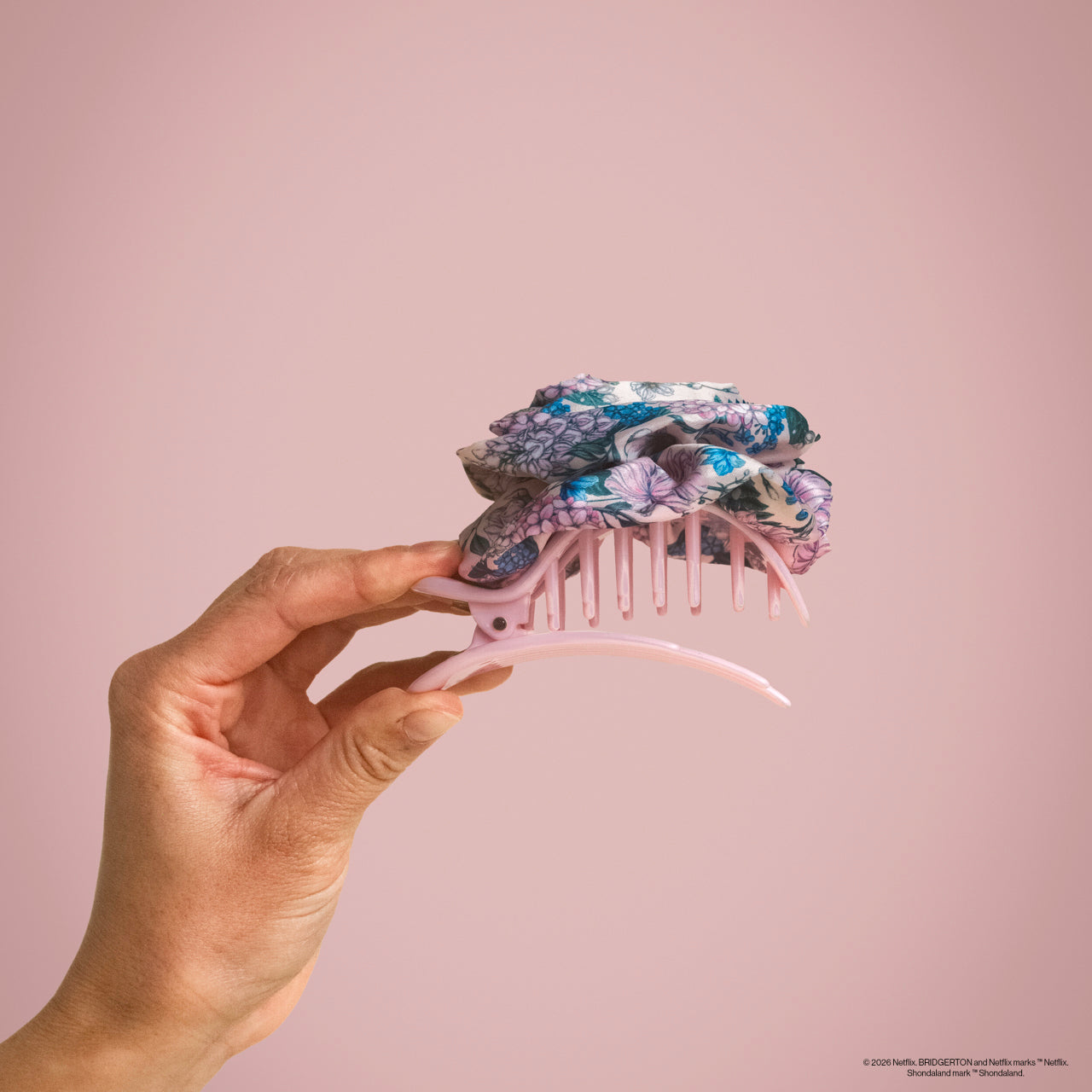 KITSCH Bridgerton x Kitsch Satin Rosette Flat Cloud Clip Wisteria — model hair shot 2
