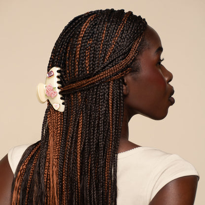 KitschPop Curved Claw Clip Pearlized Cream - on-model lifestyle