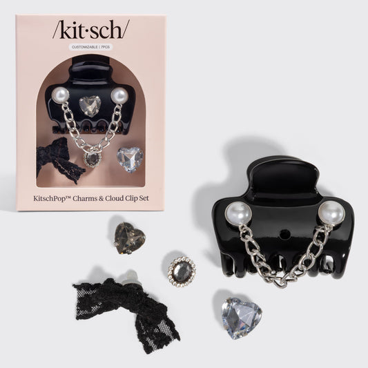 KitschPop Vintage Black Cloud Clip & Charms Set - hero product shot