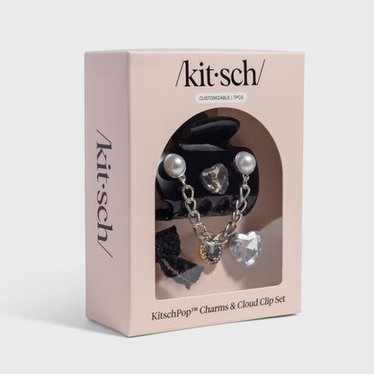 KitschPop Vintage Black Cloud Clip & Charms Set - packaging flat lay