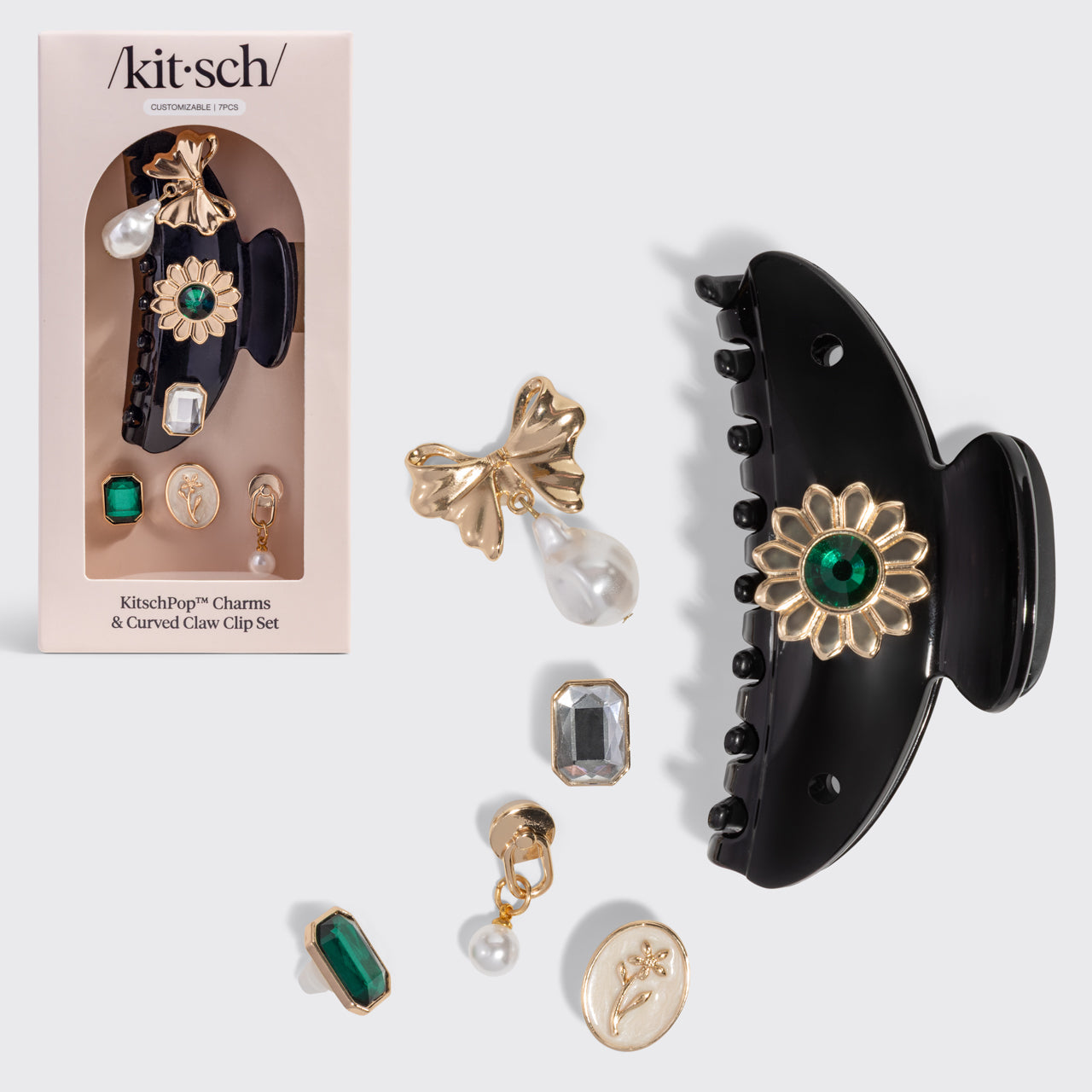 KitschPop Curved Claw Clip Vintage Black - hero product shot