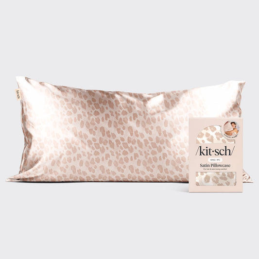 KITSCH Leopard King Satin Pillowcase — hero view