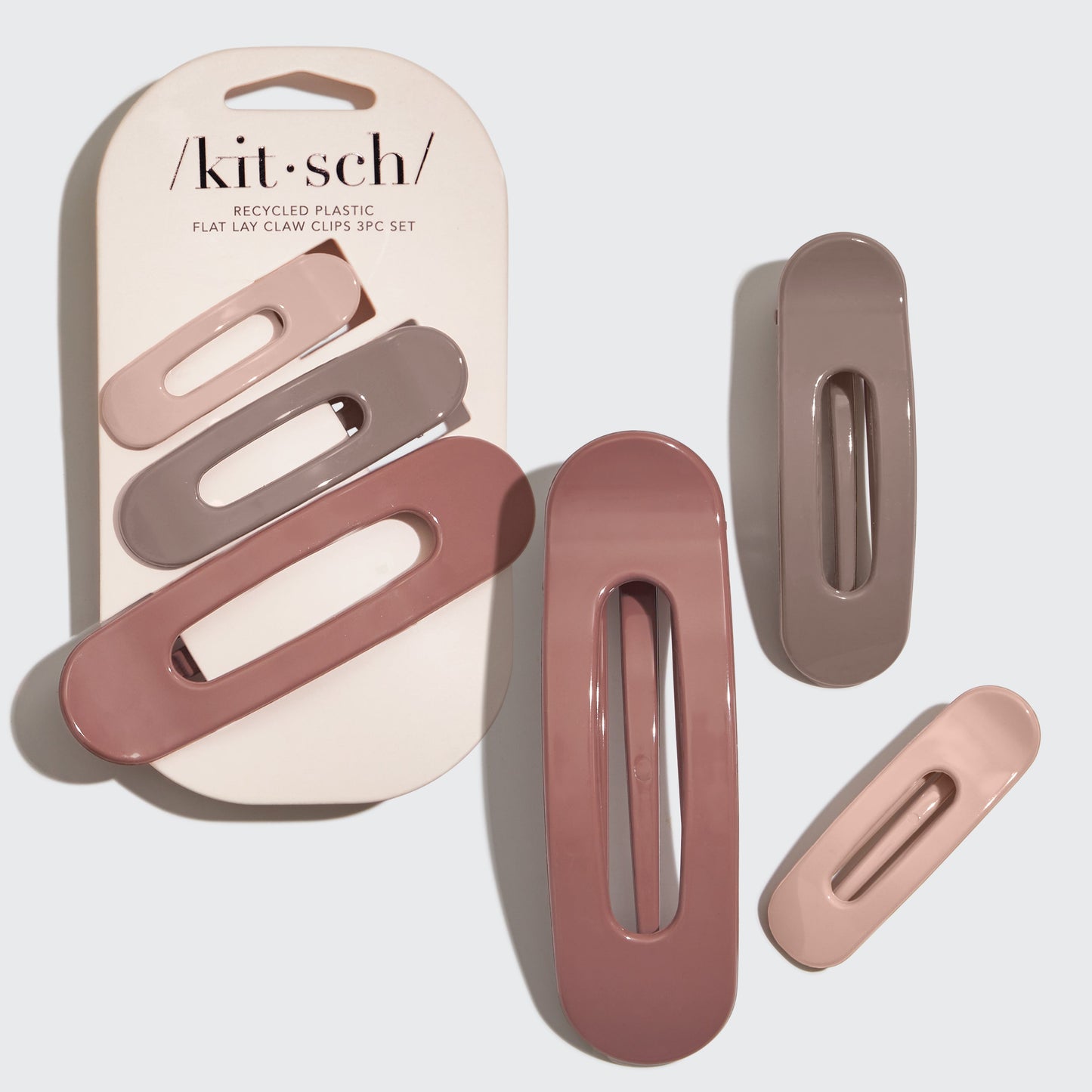 KITSCH Terracotta Ultra Glossy Flat Lay Claw Clips 3pc — model hero shot