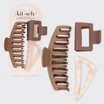 KITSCH Recycled Plastic Assorted Claw Clip 3pc Oversized - hero product shot