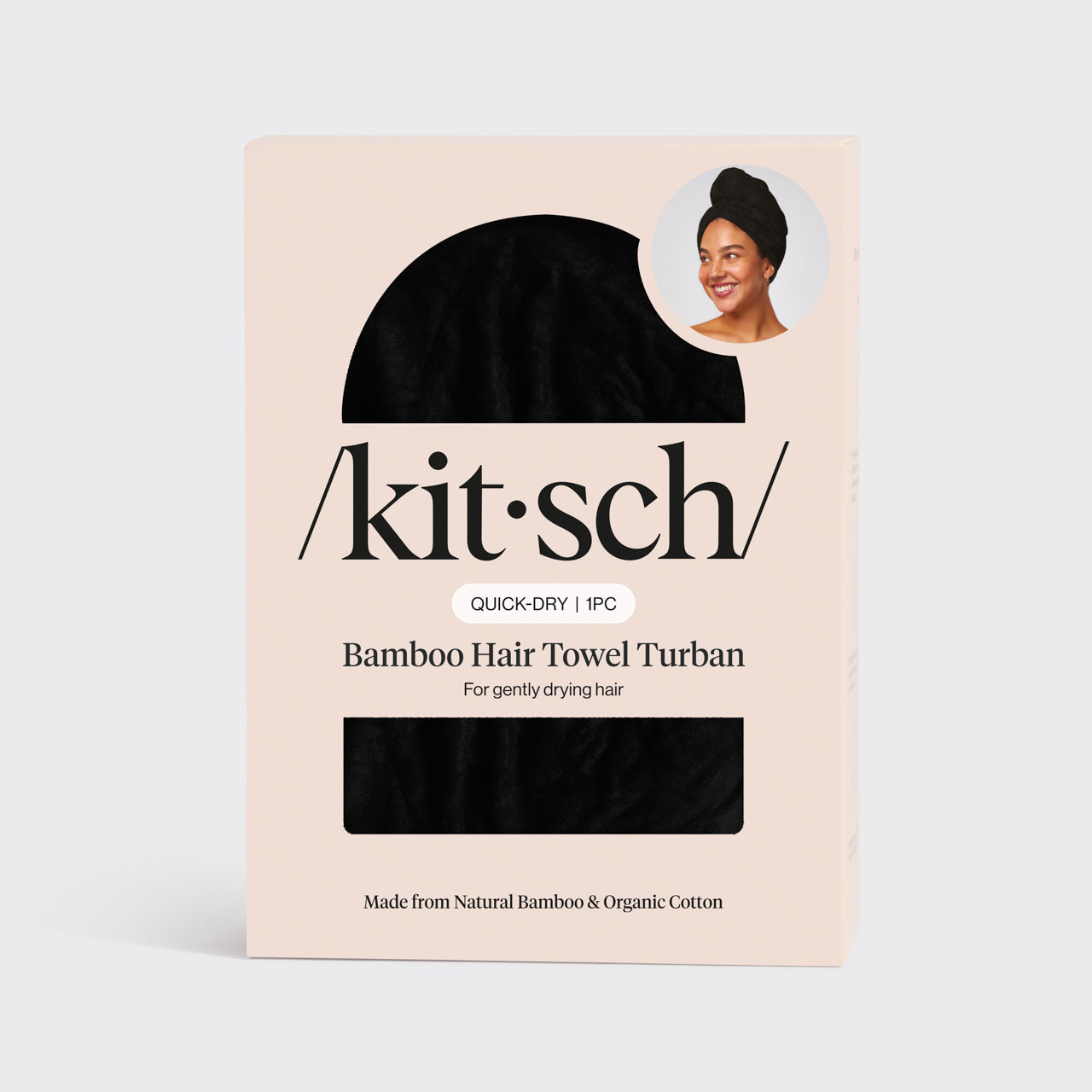 Black Microfiber Hair Towel, KITSCH