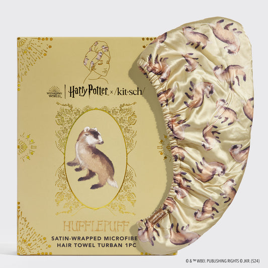 Hufflepuff Satin Wrapped Hair Towel, KITSCH