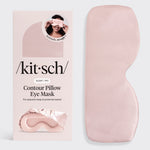 Kitsch Blush Contour Pillow Eye Mask lying flat on white surface showing ruched elastic band