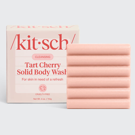 KITSCH Cleansing Tart Cherry Solid Body Wash — hero product shot — Gentle yet effective body wash cleanses without stripping, perfect for daily use — infused with a refreshing scent reminiscent of tart black cherries