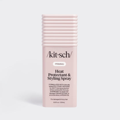 Kitsch Heat Protectant & Styling Mist bottle on a soft neutral background – thermal protection up to 450°F