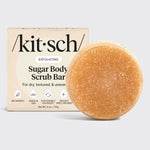 Kitsch Exfoliating Sugar Body Scrub Bar with recyclable packaging for dry, textured, and uneven skin.