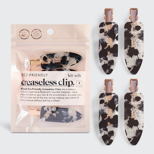 KITSCH Eco-Friendly Creaseless Clips 4pc Black Terrazzo — Hero