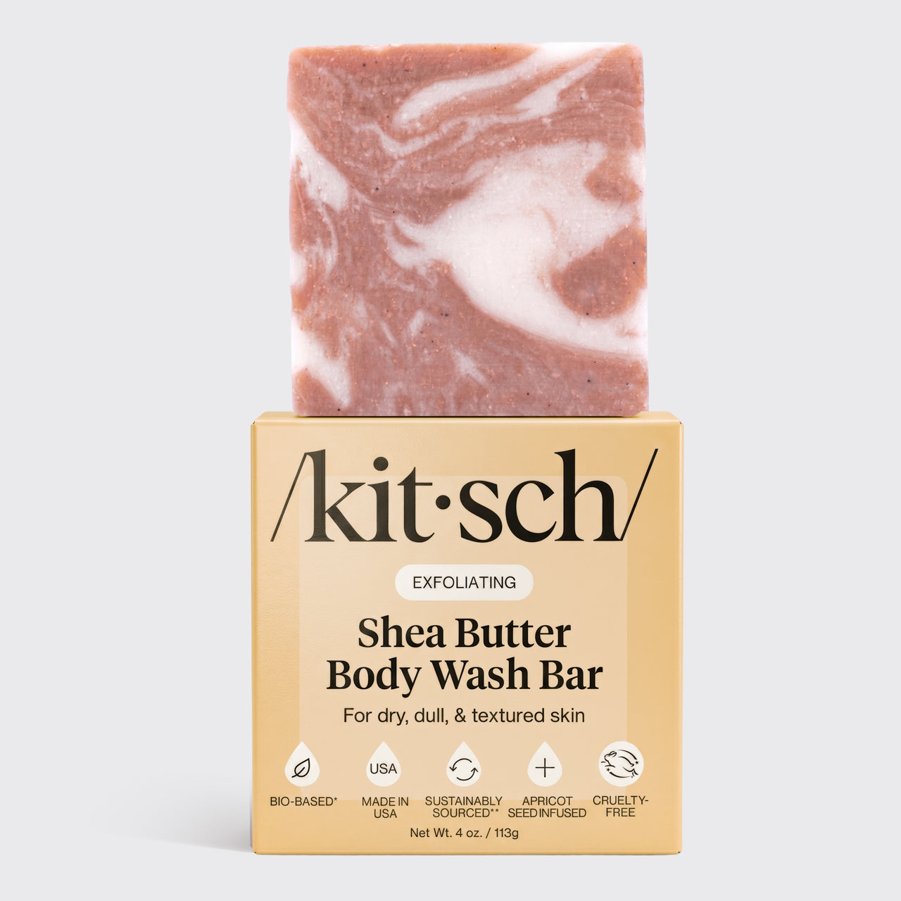 KITSCH Shea Butter Exfoliating Body Wash — product shot of stacked bars