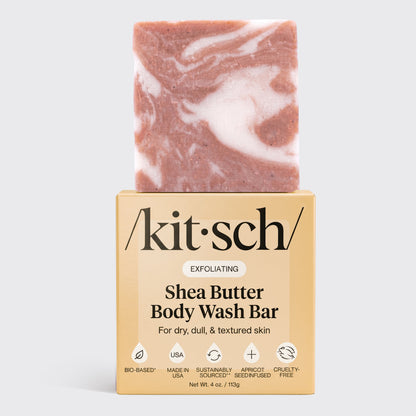 KITSCH Shea Butter Exfoliating Body Wash — product shot of stacked bars